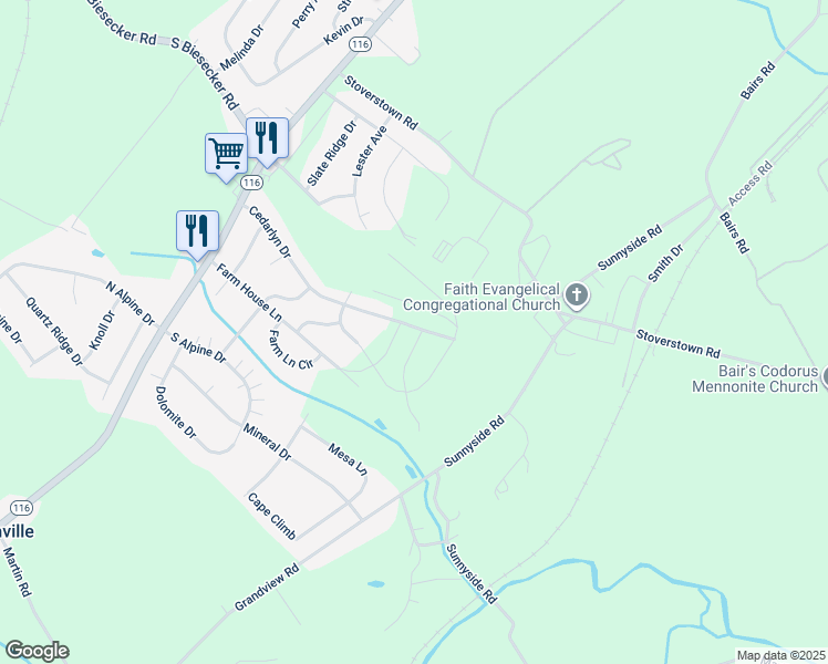 map of restaurants, bars, coffee shops, grocery stores, and more near 1035 Alder Court in York
