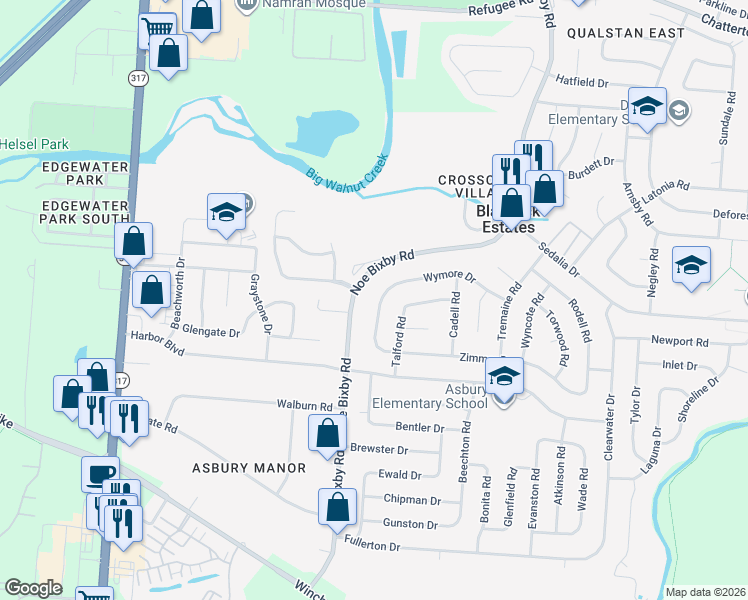 map of restaurants, bars, coffee shops, grocery stores, and more near 3456 Noe Bixby Road in Columbus