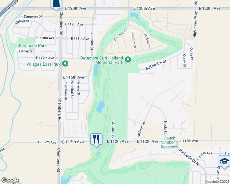 map of restaurants, bars, coffee shops, grocery stores, and more near 11530 Kalispell Street in Commerce City