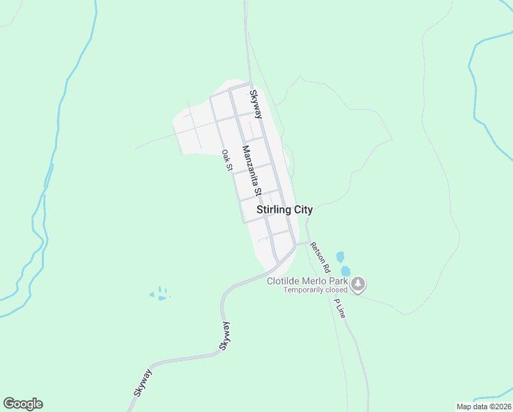 map of restaurants, bars, coffee shops, grocery stores, and more near 17035 Manzanita Street in Stirling City