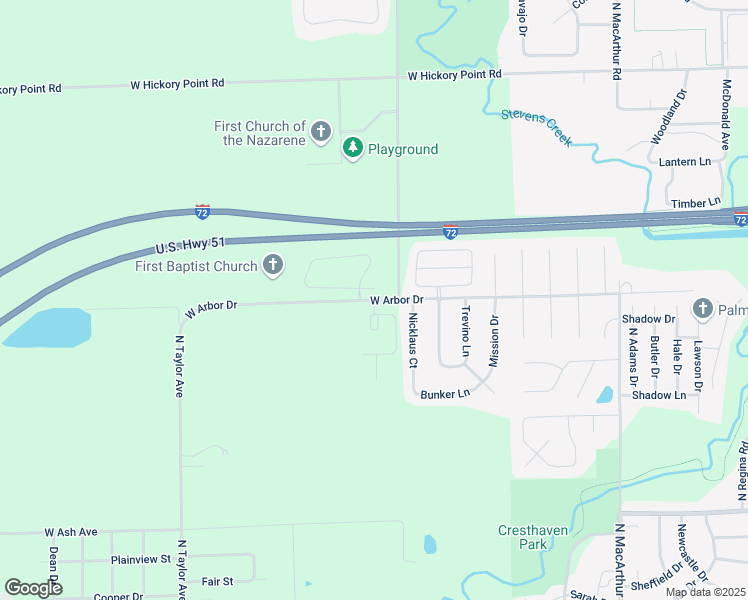 map of restaurants, bars, coffee shops, grocery stores, and more near 1145 West Arbor Drive in Decatur