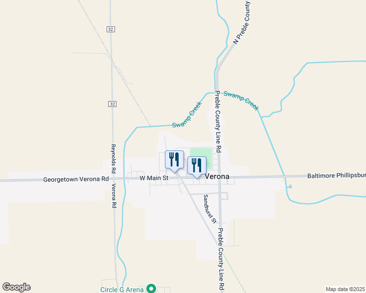 map of restaurants, bars, coffee shops, grocery stores, and more near 111 Park Avenue in Eaton