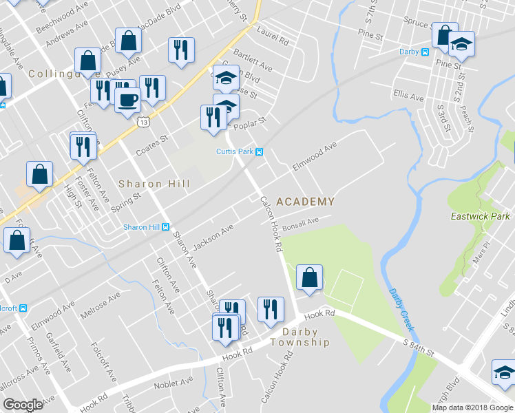 map of restaurants, bars, coffee shops, grocery stores, and more near 806 Jackson Avenue in Sharon Hill