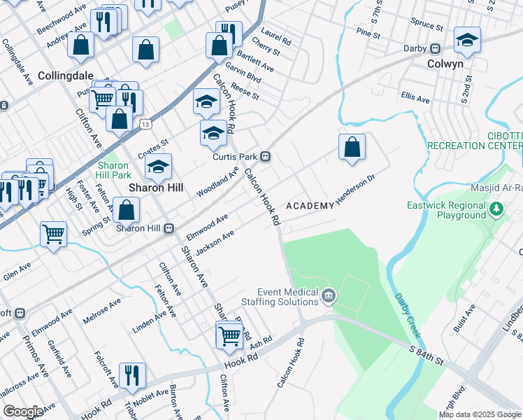 map of restaurants, bars, coffee shops, grocery stores, and more near 806 Jackson Avenue in Sharon Hill