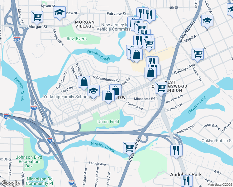 map of restaurants, bars, coffee shops, grocery stores, and more near 1412 North Chesapeake Road in Camden