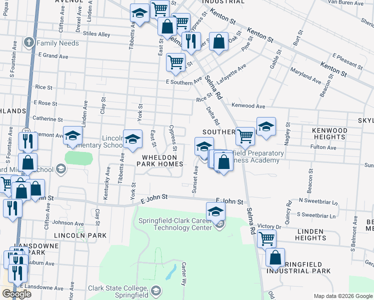 map of restaurants, bars, coffee shops, grocery stores, and more near 942 Southfield Avenue in Springfield