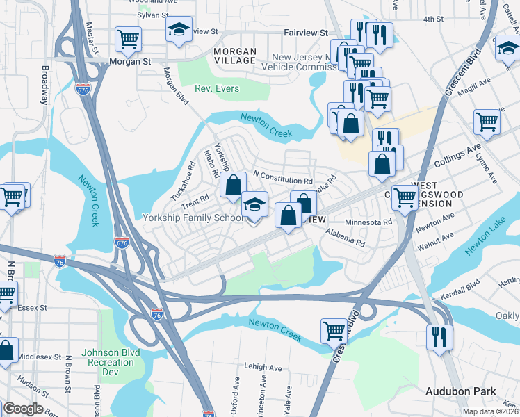 map of restaurants, bars, coffee shops, grocery stores, and more near 2978 Alabama Road in Camden