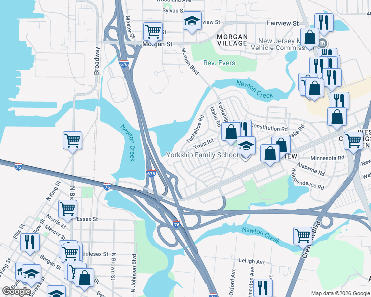 map of restaurants, bars, coffee shops, grocery stores, and more near 2975 Tuckahoe Road in Camden