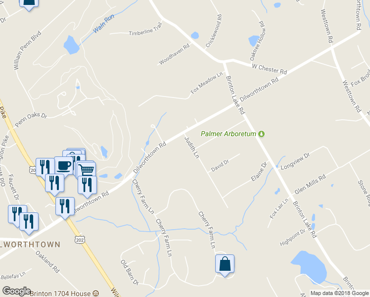map of restaurants, bars, coffee shops, grocery stores, and more near 8 Judith Lane in Thornton