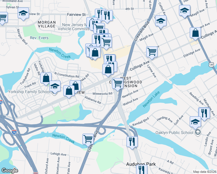map of restaurants, bars, coffee shops, grocery stores, and more near 3022 South Atlanta Road in Camden