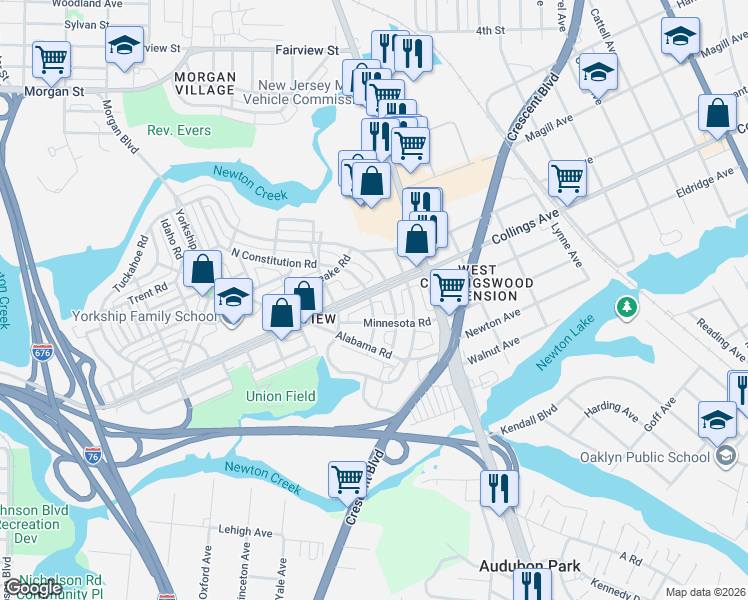 map of restaurants, bars, coffee shops, grocery stores, and more near 1565 Collings Road in Camden