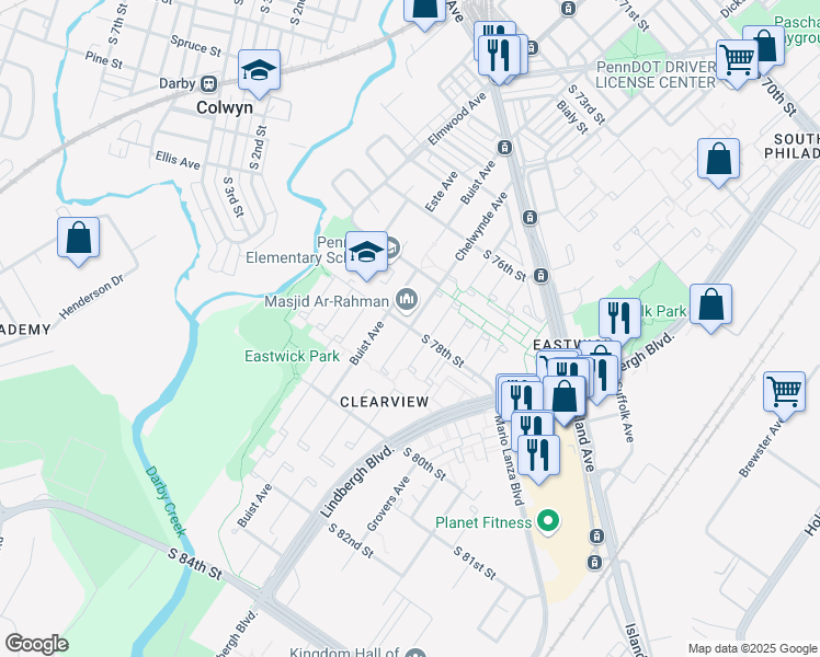 map of restaurants, bars, coffee shops, grocery stores, and more near Chelwynde Avenue in Philadelphia