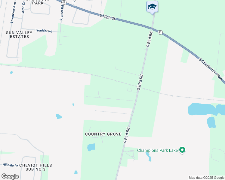 map of restaurants, bars, coffee shops, grocery stores, and more near 3450 Eichelberger Lane in Springfield