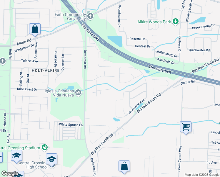 map of restaurants, bars, coffee shops, grocery stores, and more near 4220 Heather Louise Ct in Grove City