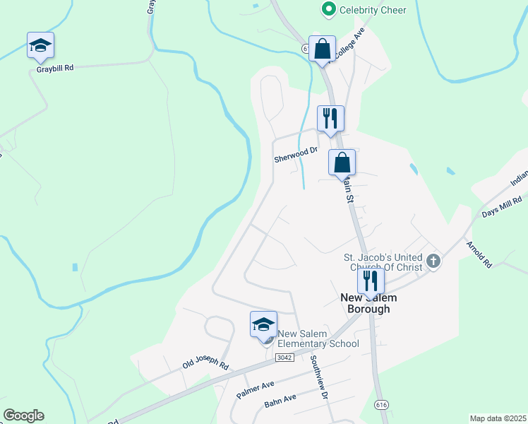 map of restaurants, bars, coffee shops, grocery stores, and more near 4090 Robinhood Drive in York