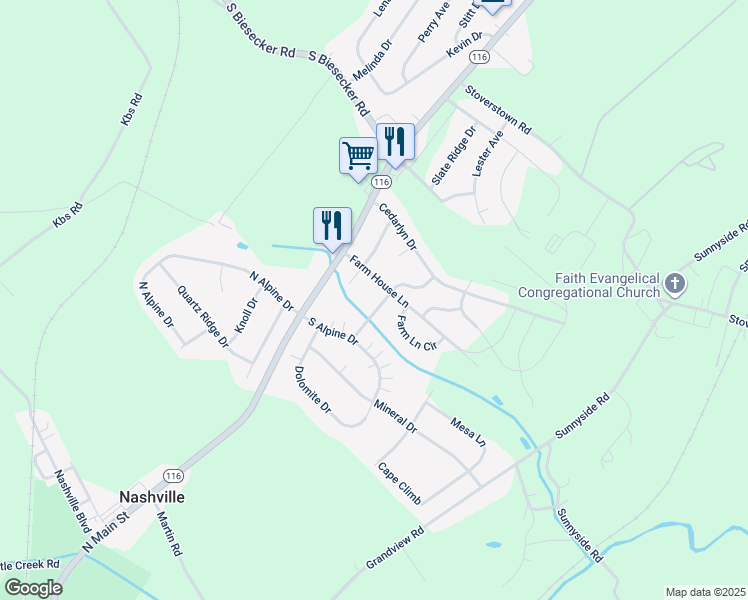 map of restaurants, bars, coffee shops, grocery stores, and more near 1161 Juniper Drive in York
