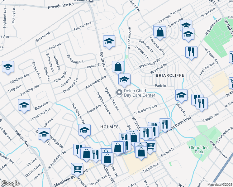 map of restaurants, bars, coffee shops, grocery stores, and more near 603 South Avenue in Holmes