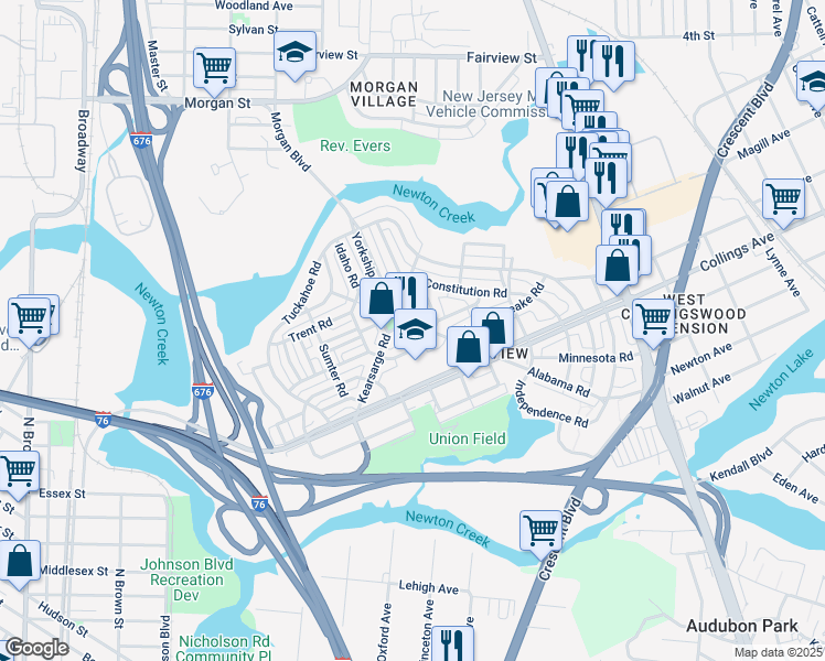 map of restaurants, bars, coffee shops, grocery stores, and more near 2978 Alabama Road in Camden