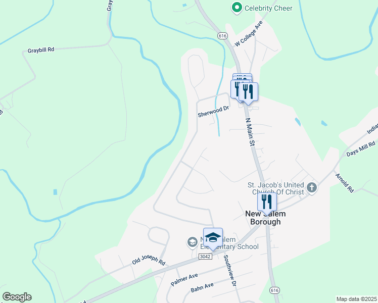 map of restaurants, bars, coffee shops, grocery stores, and more near 4090 Robinhood Drive in York
