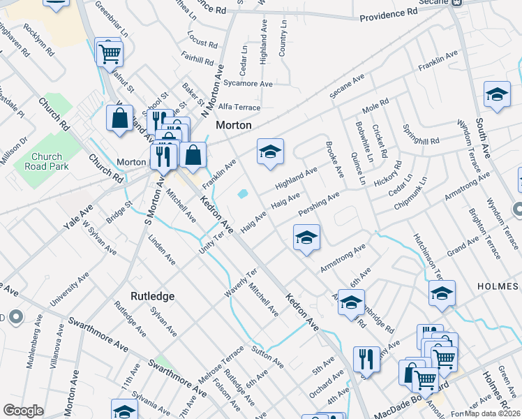 map of restaurants, bars, coffee shops, grocery stores, and more near 913 Amosland Road in Morton