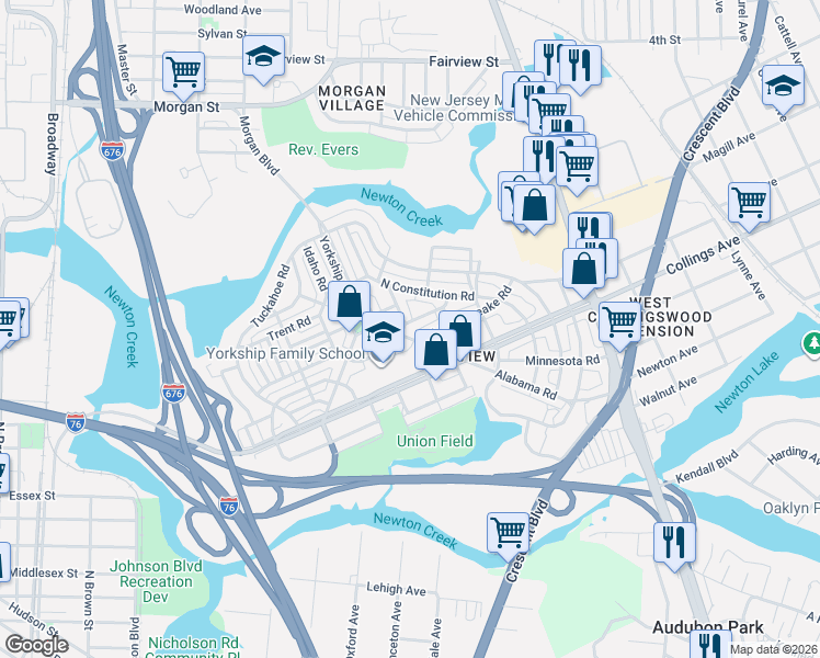 map of restaurants, bars, coffee shops, grocery stores, and more near 1326 Argus Road in Camden