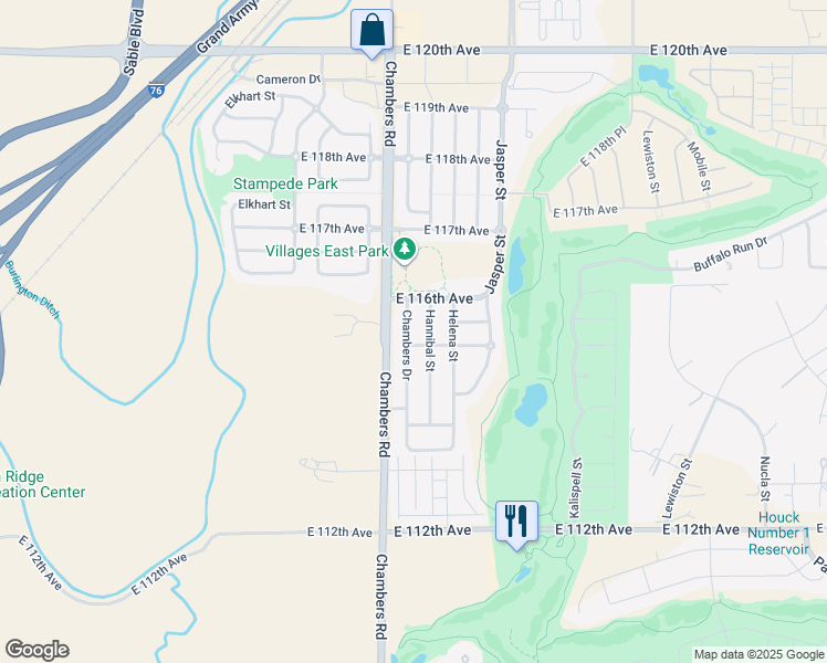 map of restaurants, bars, coffee shops, grocery stores, and more near 11542 Chambers Drive in Commerce City