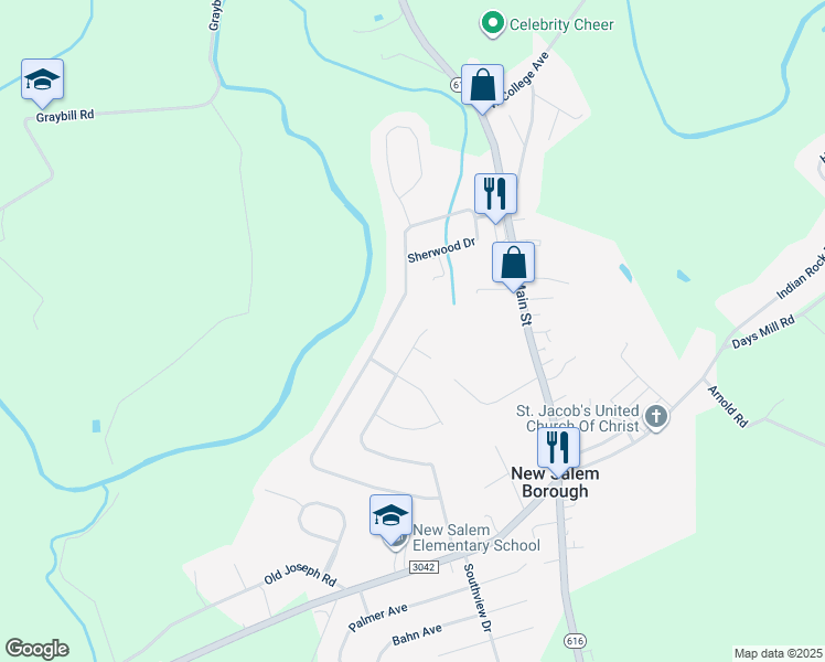 map of restaurants, bars, coffee shops, grocery stores, and more near 3037 South King Richard Court in York