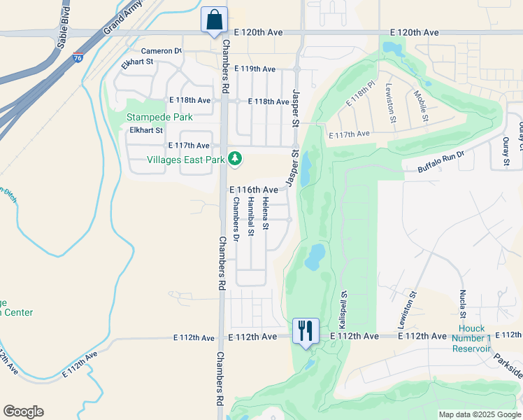 map of restaurants, bars, coffee shops, grocery stores, and more near 11545 Helena Street in Commerce City