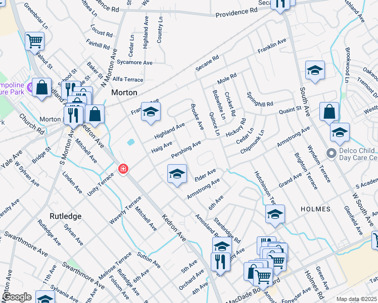 map of restaurants, bars, coffee shops, grocery stores, and more near 2204 Pershing Avenue in Morton