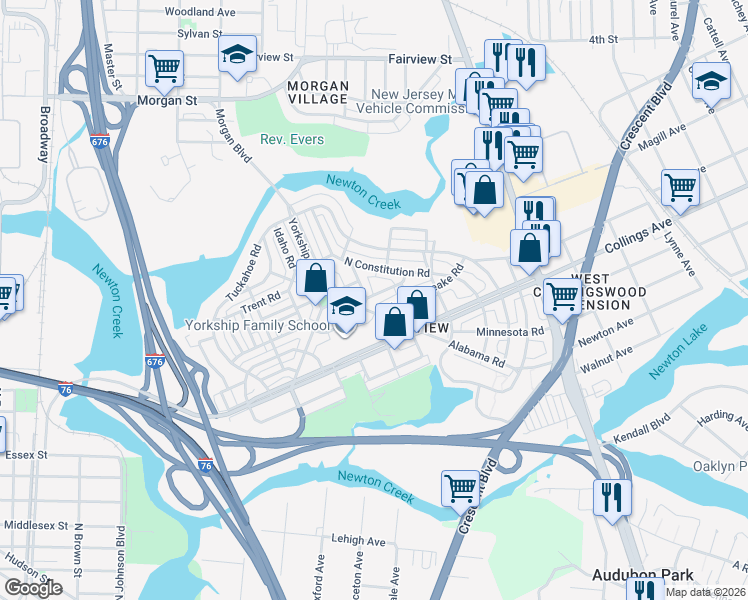 map of restaurants, bars, coffee shops, grocery stores, and more near 1326 Argus Road in Camden