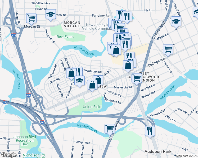 map of restaurants, bars, coffee shops, grocery stores, and more near 1412 N Chesapeake Rd in Camden