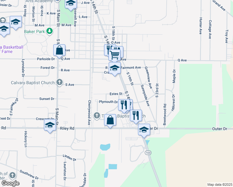 map of restaurants, bars, coffee shops, grocery stores, and more near 1700-1798 Estes Street in New Castle