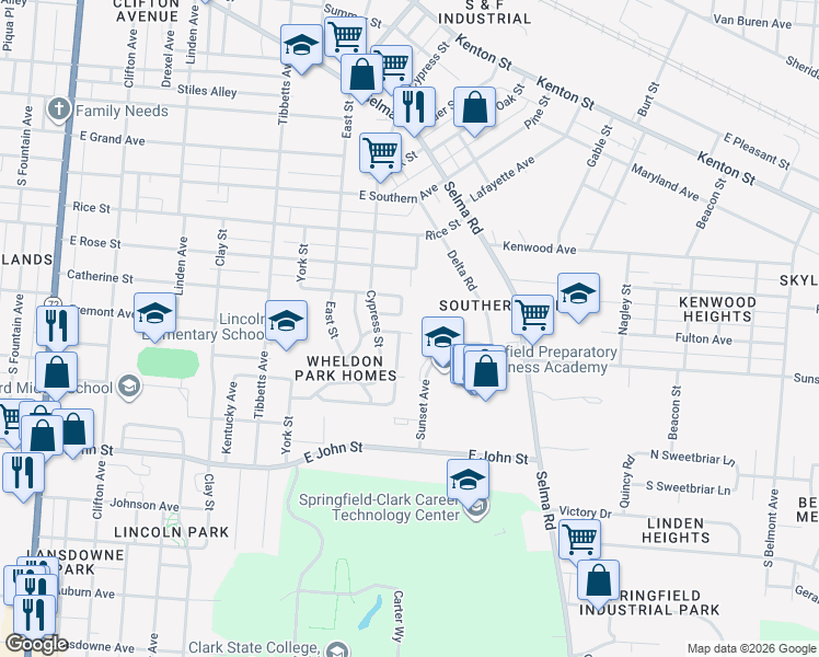 map of restaurants, bars, coffee shops, grocery stores, and more near 942 Southfield Avenue in Springfield