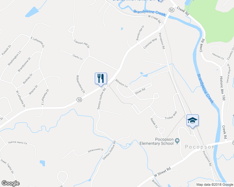 map of restaurants, bars, coffee shops, grocery stores, and more near 19 Sloan Road in West Chester