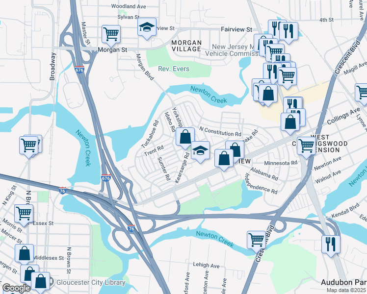 map of restaurants, bars, coffee shops, grocery stores, and more near 2961 Yorkship Square in Camden