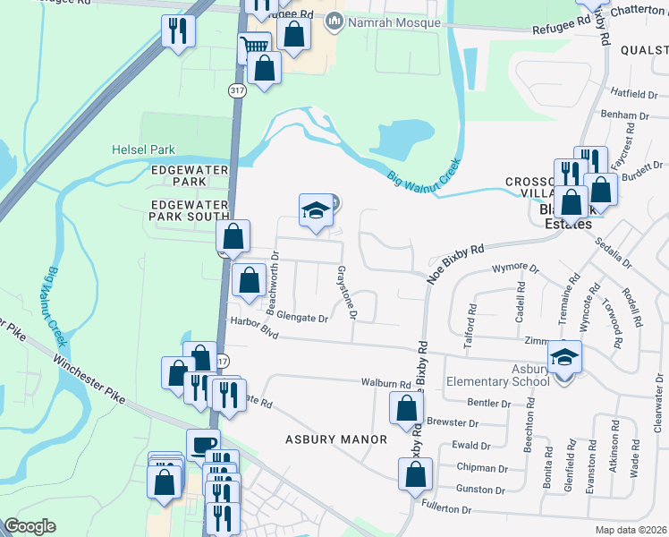 map of restaurants, bars, coffee shops, grocery stores, and more near 4645 Reinbeau Drive in Columbus