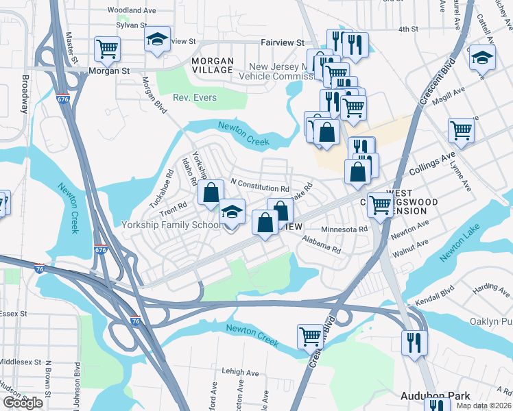 map of restaurants, bars, coffee shops, grocery stores, and more near 1326 Argus Road in Camden