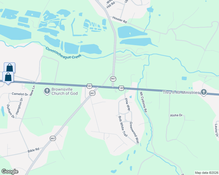 map of restaurants, bars, coffee shops, grocery stores, and more near 6953 Lincoln Way East in Fayetteville