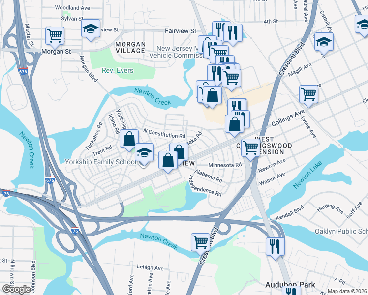 map of restaurants, bars, coffee shops, grocery stores, and more near 1412 North Chesapeake Road in Camden