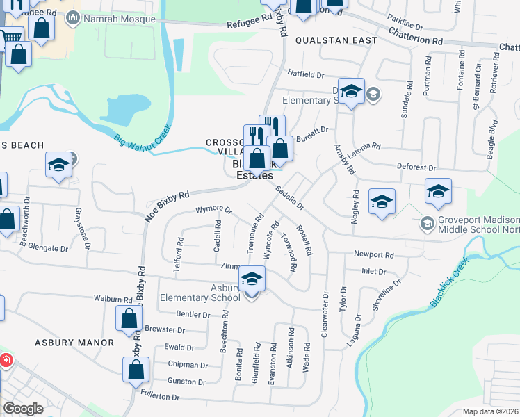 map of restaurants, bars, coffee shops, grocery stores, and more near 5100 Tremaine Court in Columbus