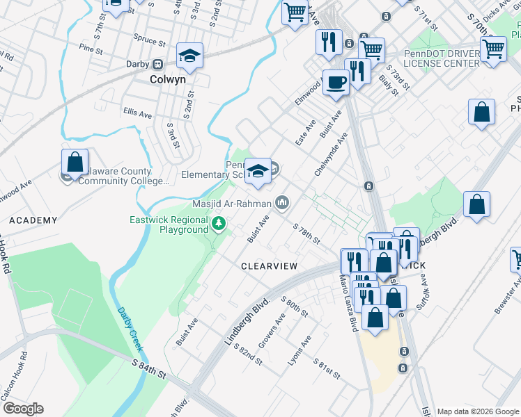 map of restaurants, bars, coffee shops, grocery stores, and more near in Philadelphia