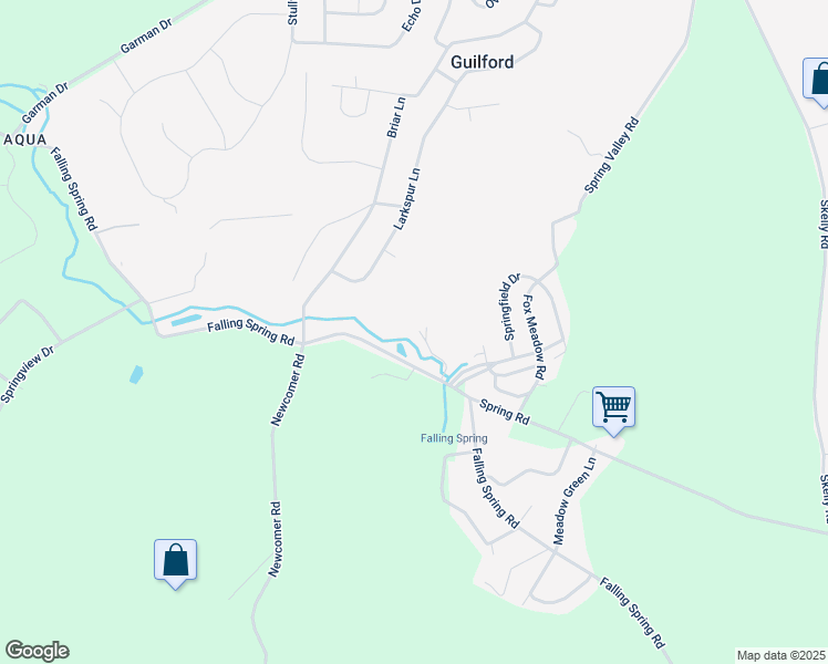 map of restaurants, bars, coffee shops, grocery stores, and more near 2341 Falling Spring Road in Chambersburg