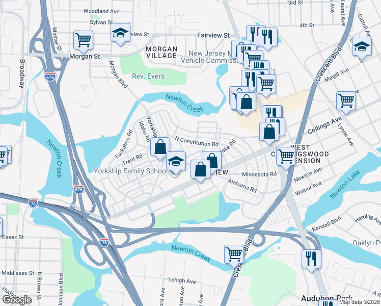map of restaurants, bars, coffee shops, grocery stores, and more near 1326 Argus Road in Camden