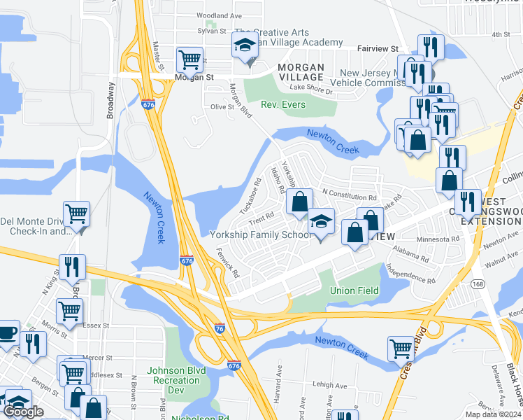 map of restaurants, bars, coffee shops, grocery stores, and more near 2928 Kansas Road in Camden