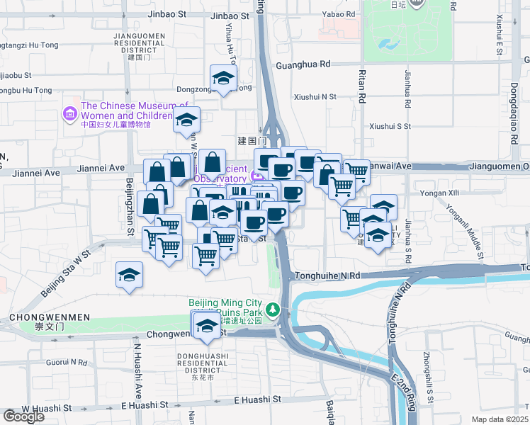 map of restaurants, bars, coffee shops, grocery stores, and more near in 