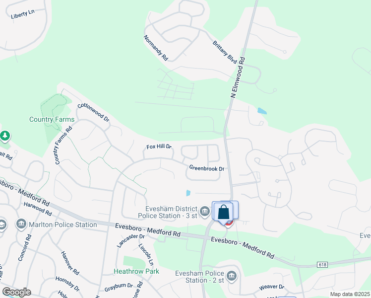 map of restaurants, bars, coffee shops, grocery stores, and more near 125 Crown Prince Drive in Evesham