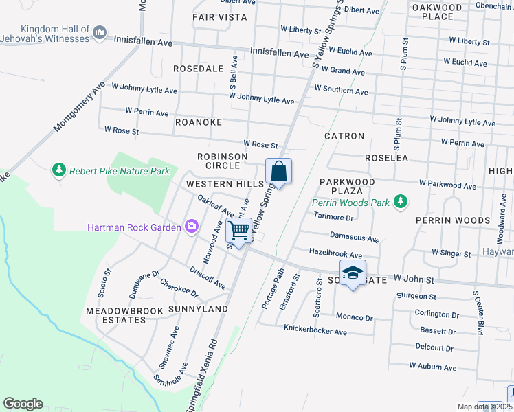 map of restaurants, bars, coffee shops, grocery stores, and more near 1818 Springmont Avenue in Springfield