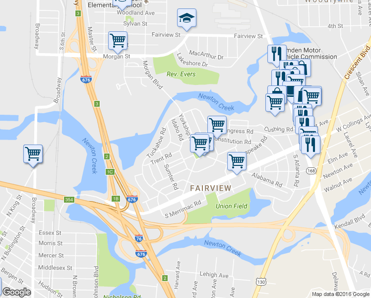 map of restaurants, bars, coffee shops, grocery stores, and more near 2918 West Octagon Road in Camden