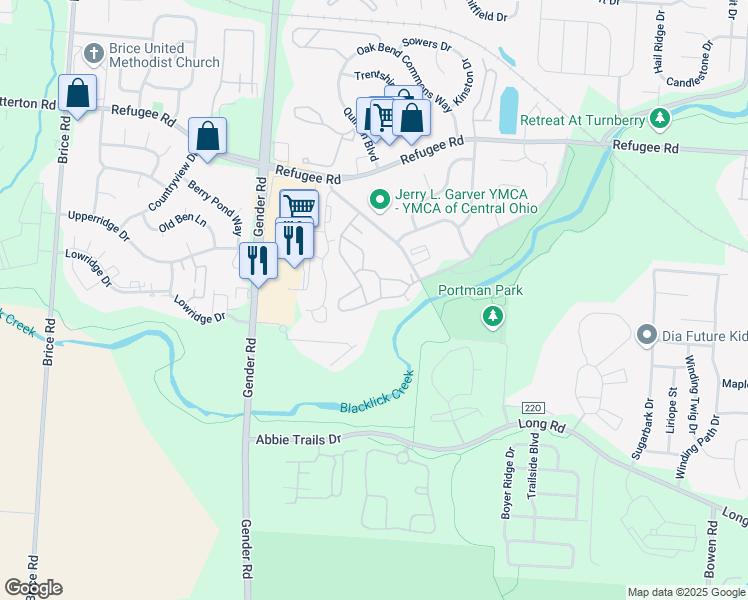 map of restaurants, bars, coffee shops, grocery stores, and more near 6739 Ardwell Drive in Canal Winchester