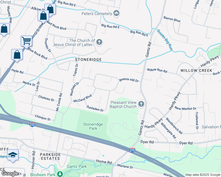 map of restaurants, bars, coffee shops, grocery stores, and more near 2279 Lockamy Court in Grove City